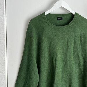 J. CREW Men's 100% Cotton Forest Green Crewneck Long Sleeve Sweater M